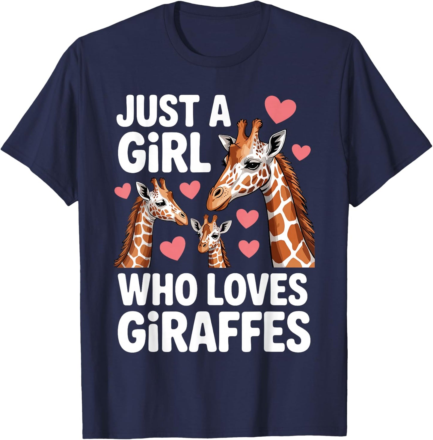 Funny Giraffe Design Girls Safari Giraffe Lovers T-Shirt - T-Shirt | Navy