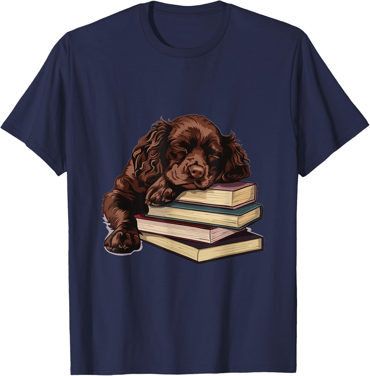 Boykin Spaniel Books Dog Breed Graphic T-Shirt - T-Shirt | Navy