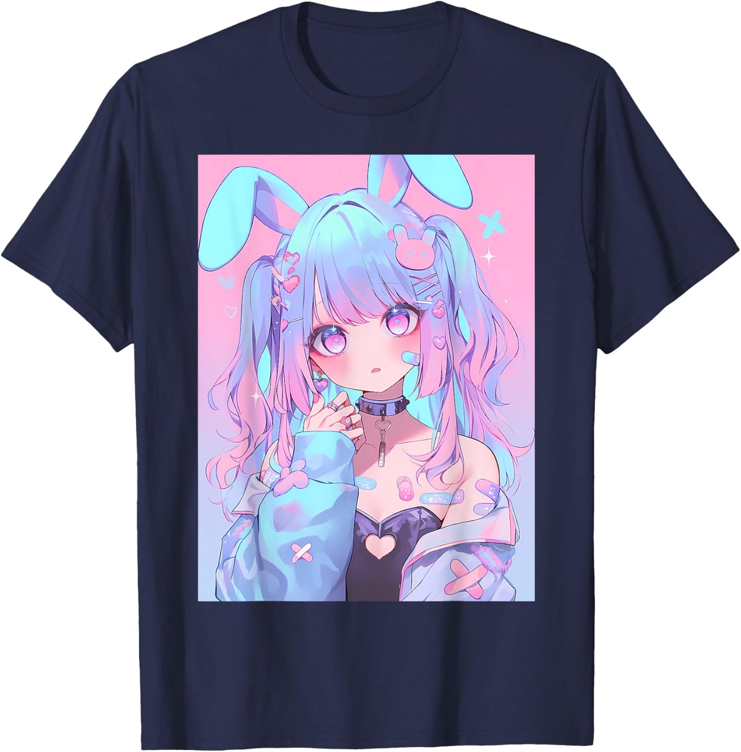 Kawaii Anime Bunny Rabbit Girl Manga T-Shirt - T-Shirt | Navy