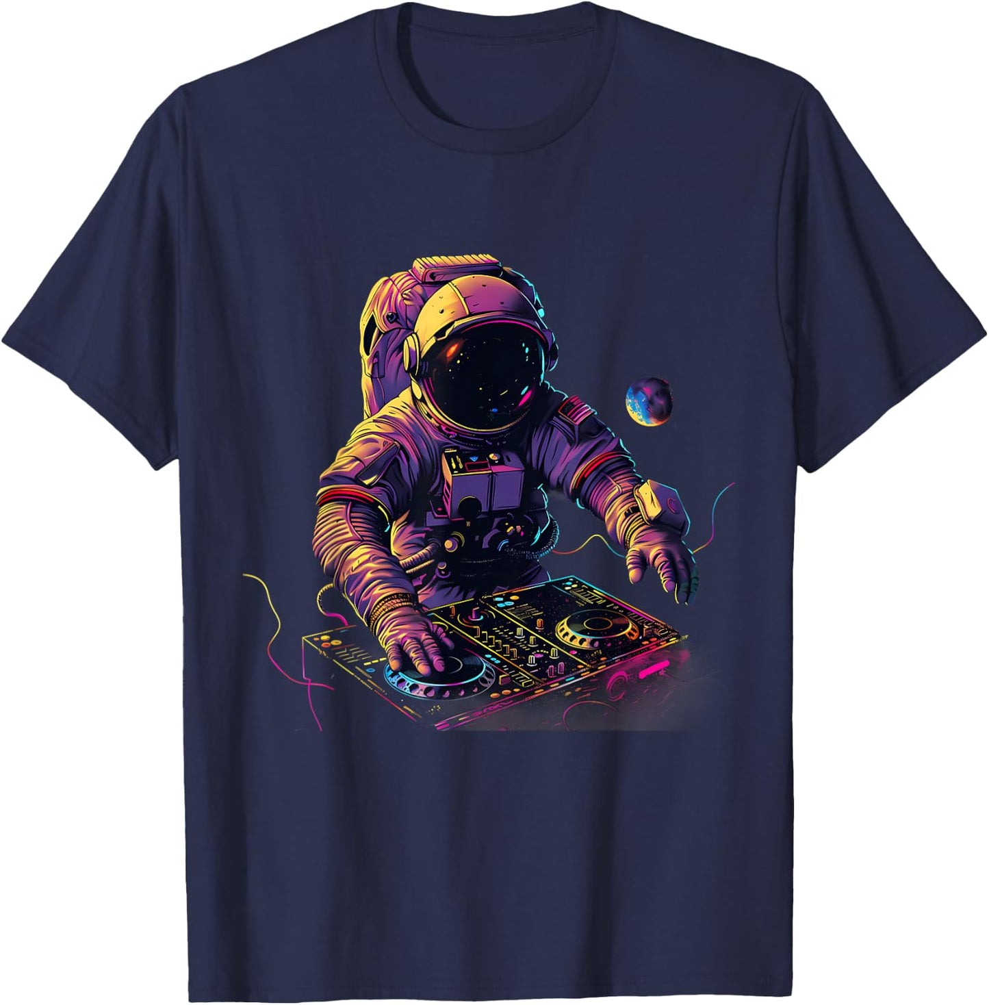 Astronaut DJ Dance Music House Techno Turntable DJ Astronaut T-Shirt - T-Shirt | Navy