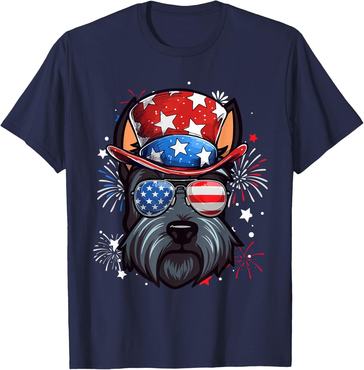 Scottish Terrier Patriotic USA Flag 4th Of July Dog Lover T-Shirt - T-Shirt | Navy