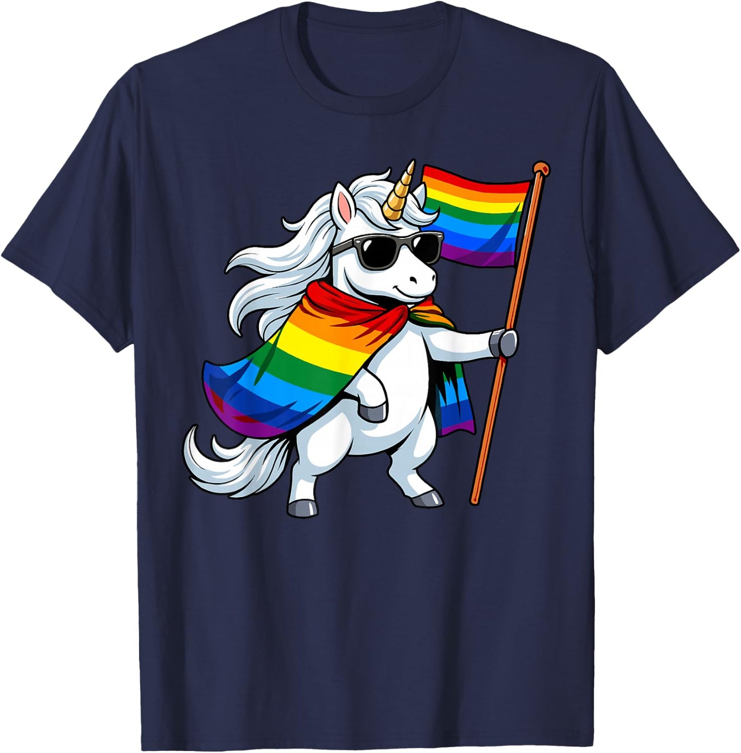 Unicorn LGBTQ Pride Month T-Shirt - T-Shirt | Navy