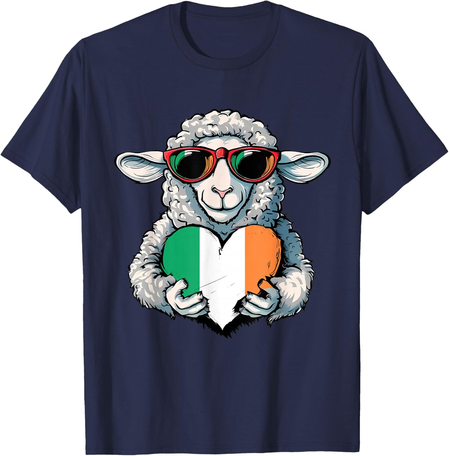 Irish Flag Ireland Heart Sheep Irish Roots Irish Pride T-Shirt - T-Shirt | Navy