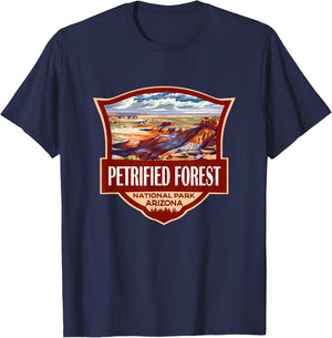 Petrified Forest National Park Illustration Retro Badge T-Shirt - T-Shirt | Navy