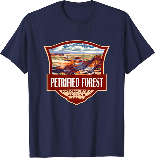 Petrified Forest National Park Illustration Retro Badge T-Shirt - T-Shirt | Navy