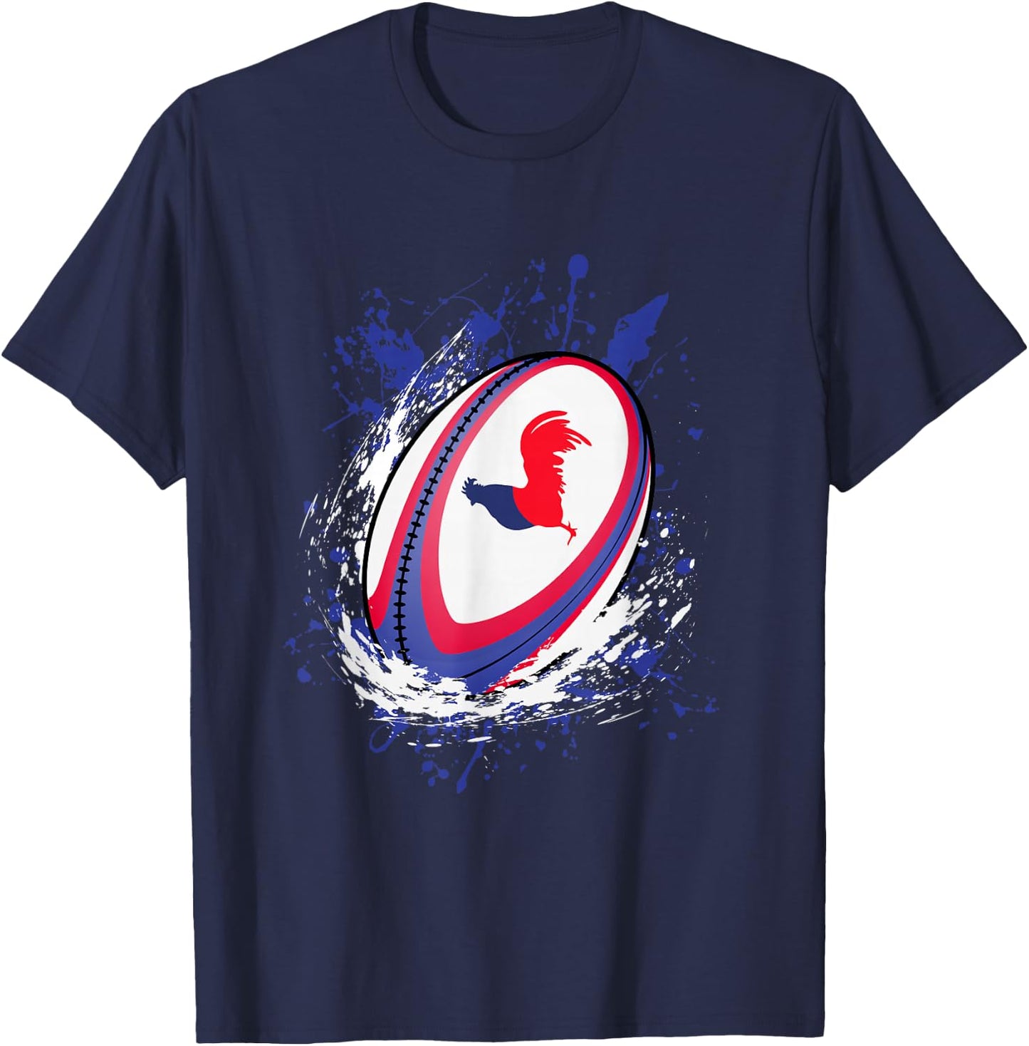 Rugby Shirt Player Child Man Flag Rooster Men Women T-Shirt - T-Shirt | Navy