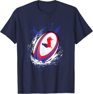 Rugby Shirt Player Child Man Flag Rooster Men Women T-Shirt - T-Shirt | Navy