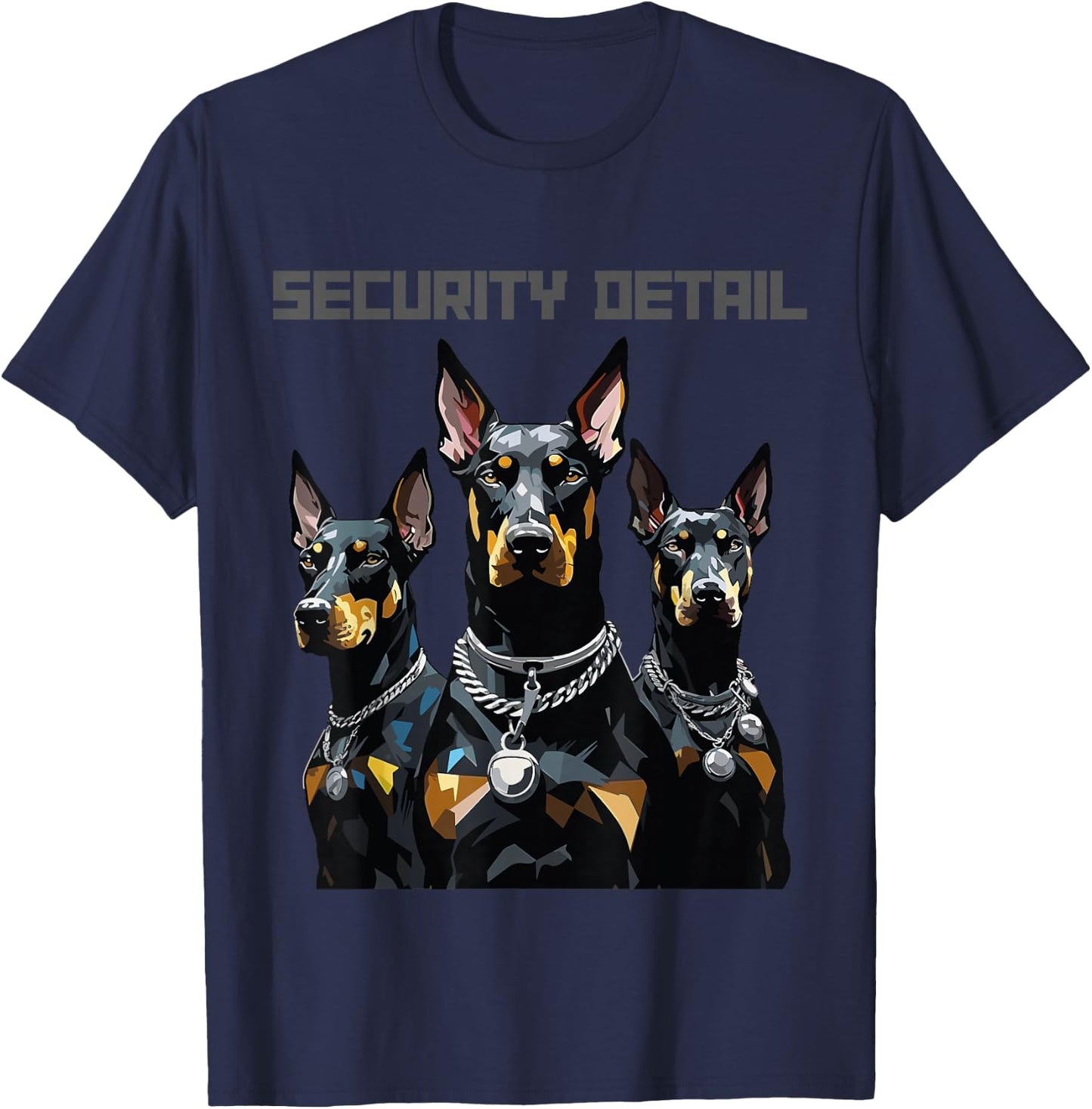 CJ Graphix Doberman Dogs 3 Dobermans Security Detail Guard Watch Dogs T-Shirt - T-Shirt | Navy