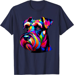 Colorful Pop Art Giant Schnauzer Schnauzers T-Shirt - T-Shirt | Navy