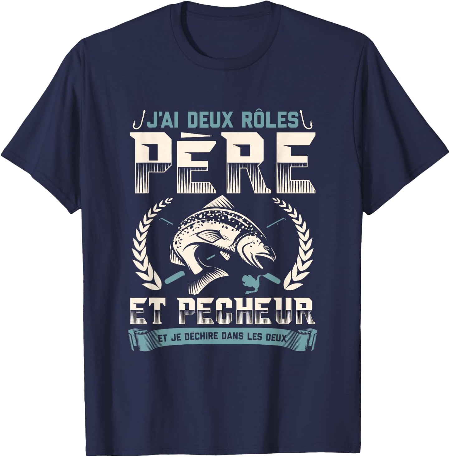 Fisherman Shirt Dad Fisherman Gift Guy Fisherman , Black T-Shirt - T-Shirt | Navy