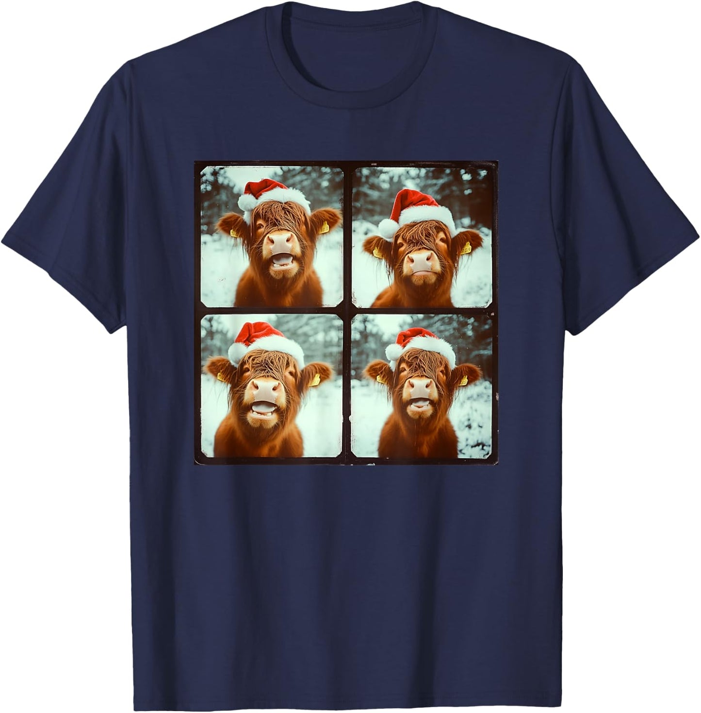Love Cows Xmas Cow Lover Winter Highland Cow Christmas T-Shirt - T-Shirt | Navy