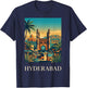 Hyderabad India Charminar Skyline Travel Poster Art T-Shirt - T-Shirt | Navy