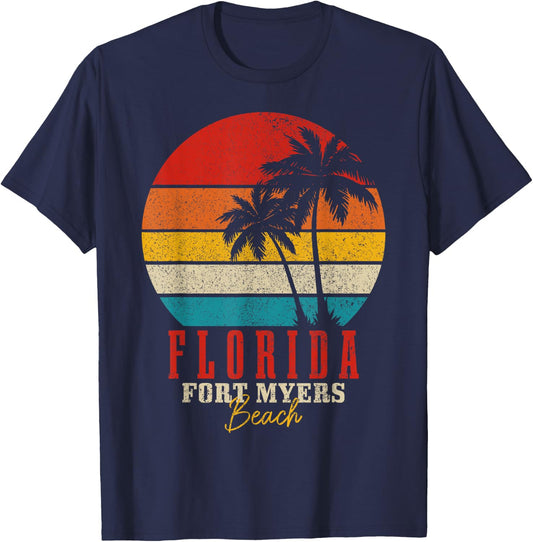 Fort Myers Beach Florida Vintage USA America Souvenir T-Shirt - T-Shirt | Navy