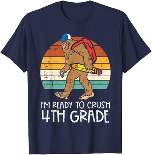 Bigfoot Sasquatch Crush 4th Grade Fourth First Day Of School T-Shirt - T-Shirt | Navy