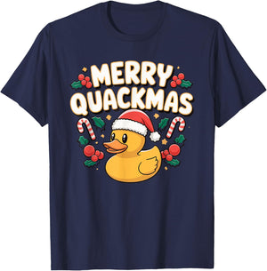 Merry Quackmas Christmas Rubber Duck T-Shirt - T-Shirt | Navy