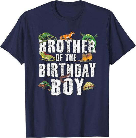 Brother of The Birthday Boy Reptiles Lizard Themed Party T-Shirt - T-Shirt | Navy