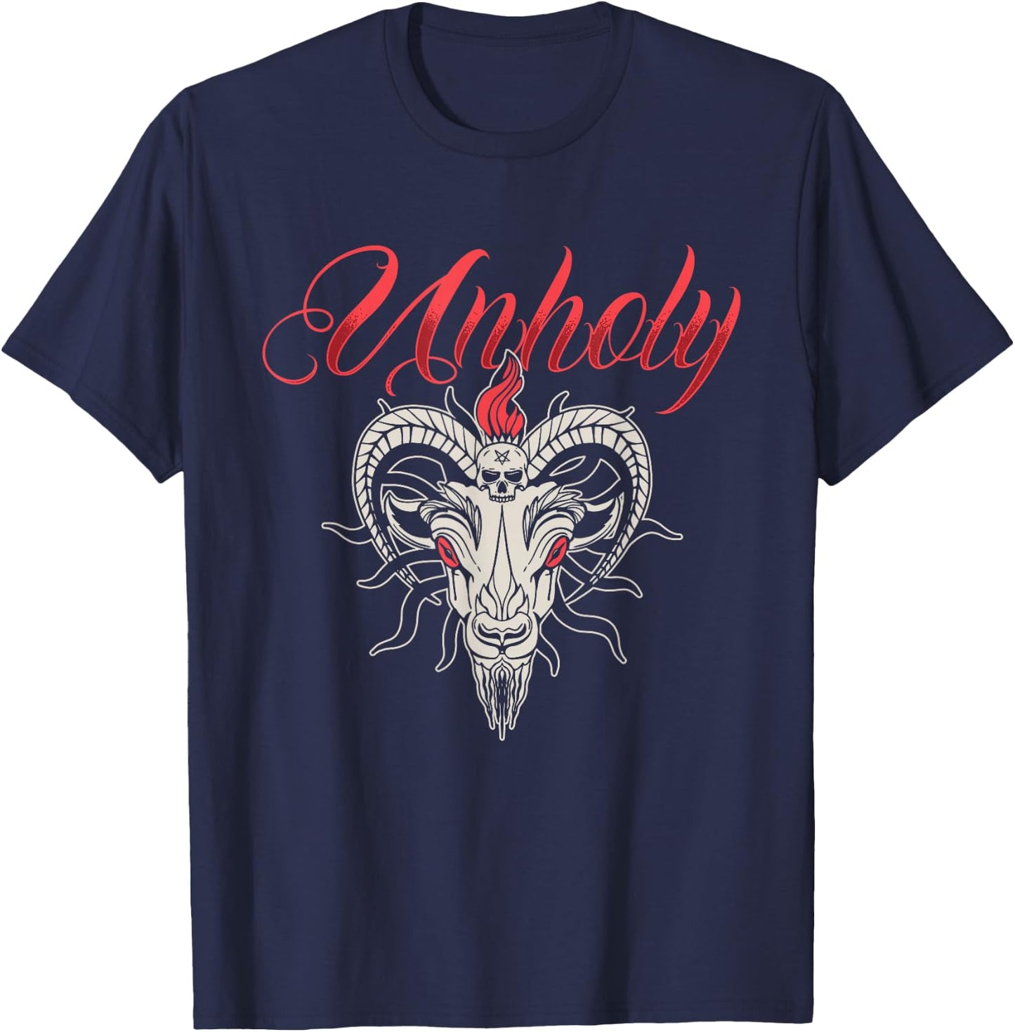 Unholy | Goat Hell | Satan Demon T-Shirt - T-Shirt | Navy
