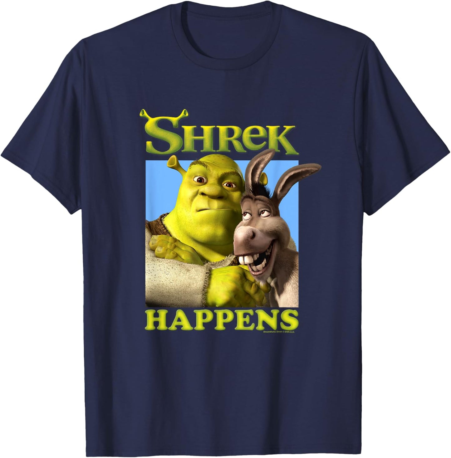 Shrek Happens Donkey Shrek Best Friends Big Chest Poster , black T-Shirt - T-Shirt | Navy