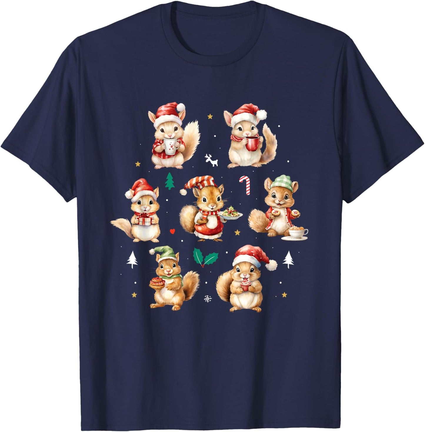 Squirrels Christmas Funny Squirrel Lover Animal Lover T-Shirt - T-Shirt | Navy