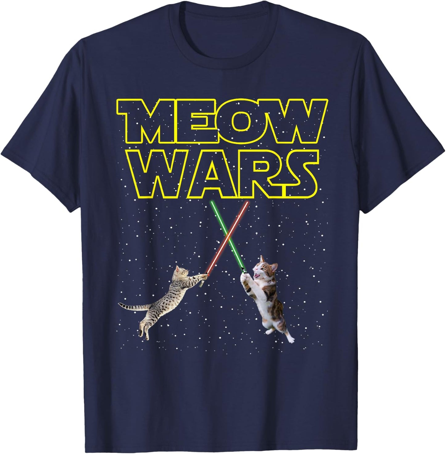 Meow Wars Cat - Funny Gifts For Cats Lovers T-Shirt - T-Shirt | Navy