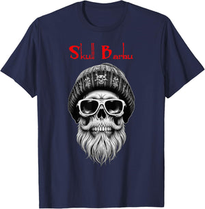 Skull Bearded Beard Skull Gift , Black, S T-Shirt - T-Shirt | Navy