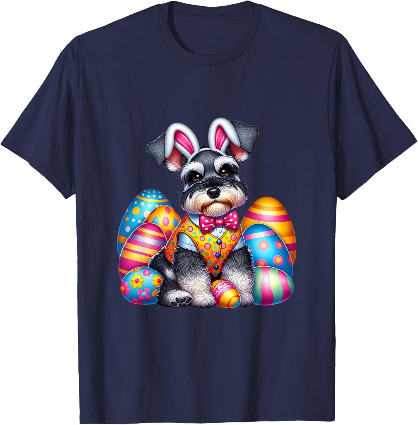 Funny Easter Day Miniature Schnauzer Bunny Costume T-Shirt - T-Shirt | Navy