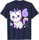 Geburtstag Mädchen 6 Jahre, Katze, Einhorn, 6. Geburtstag T-Shirt - T-Shirt | Navy