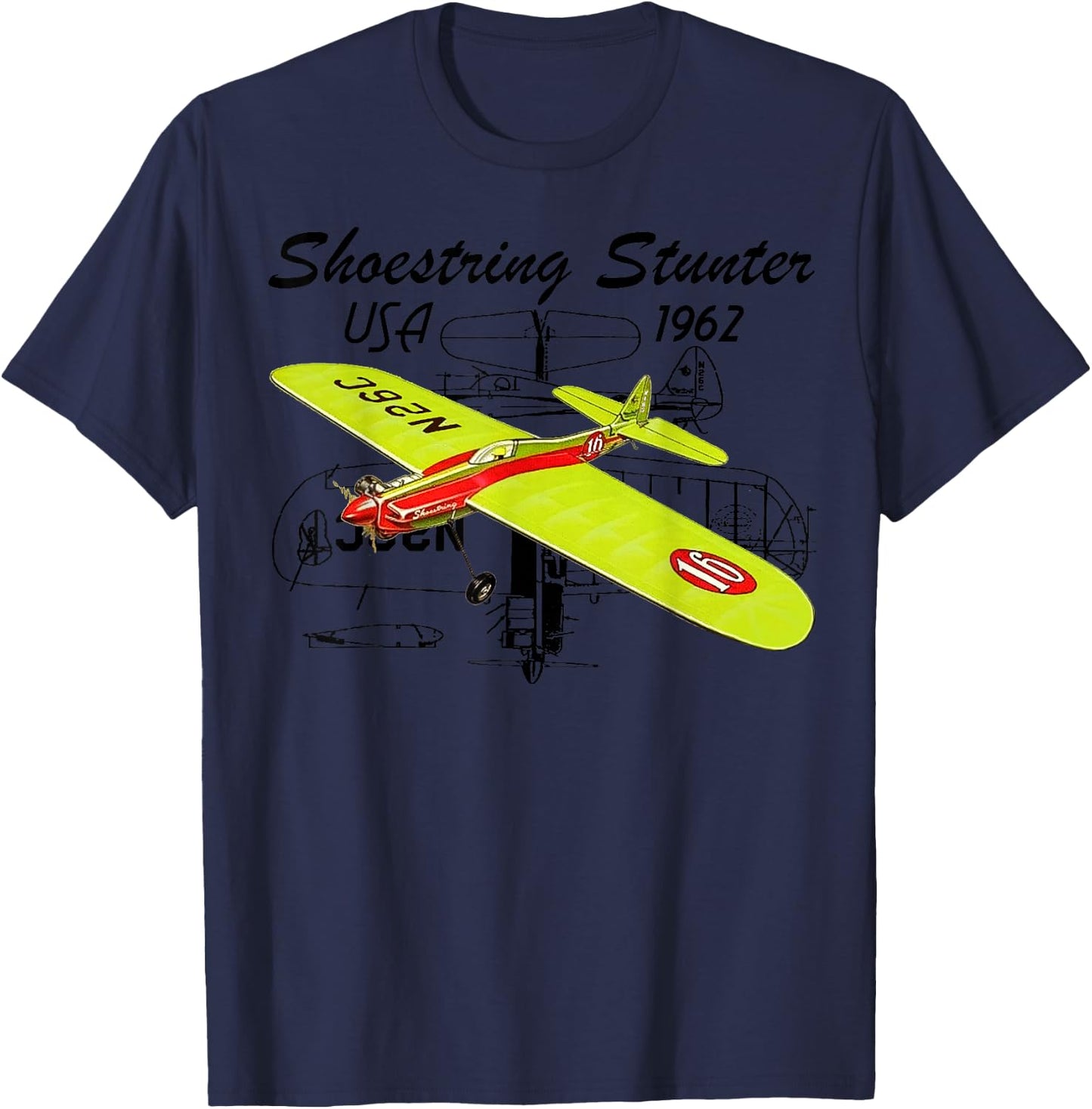 Shoestring Stunter Control Line RC Model Airplane T-Shirt - T-Shirt | Navy