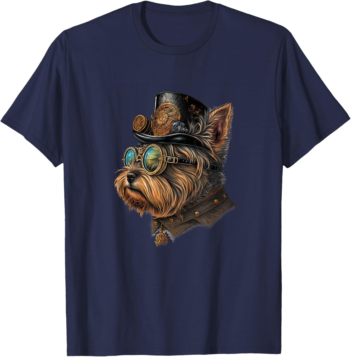 Gothic Steampunk yorkie Yorkshire Terrier T-Shirt - T-Shirt | Navy