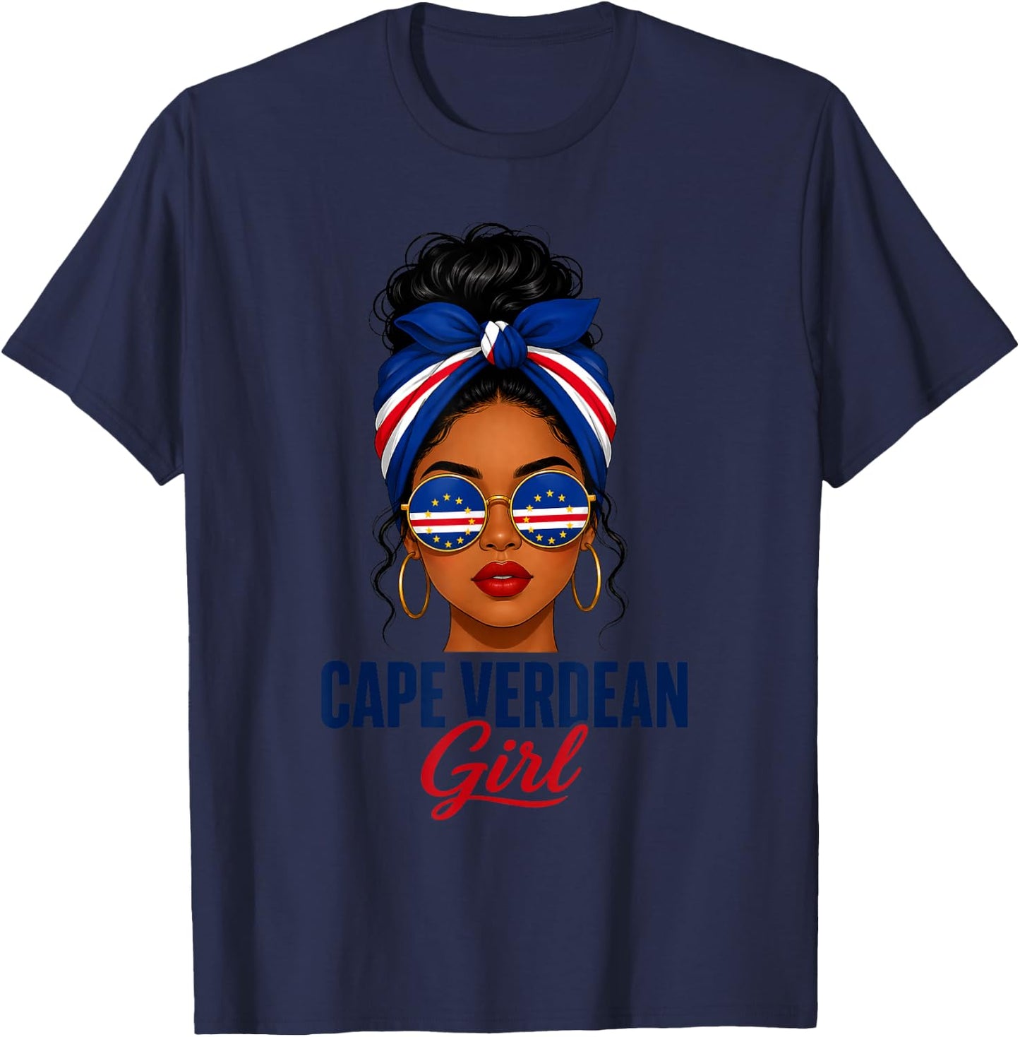 Cape Verdean Girl African Pride Flag Love Cape Verde T-Shirt - T-Shirt | Navy