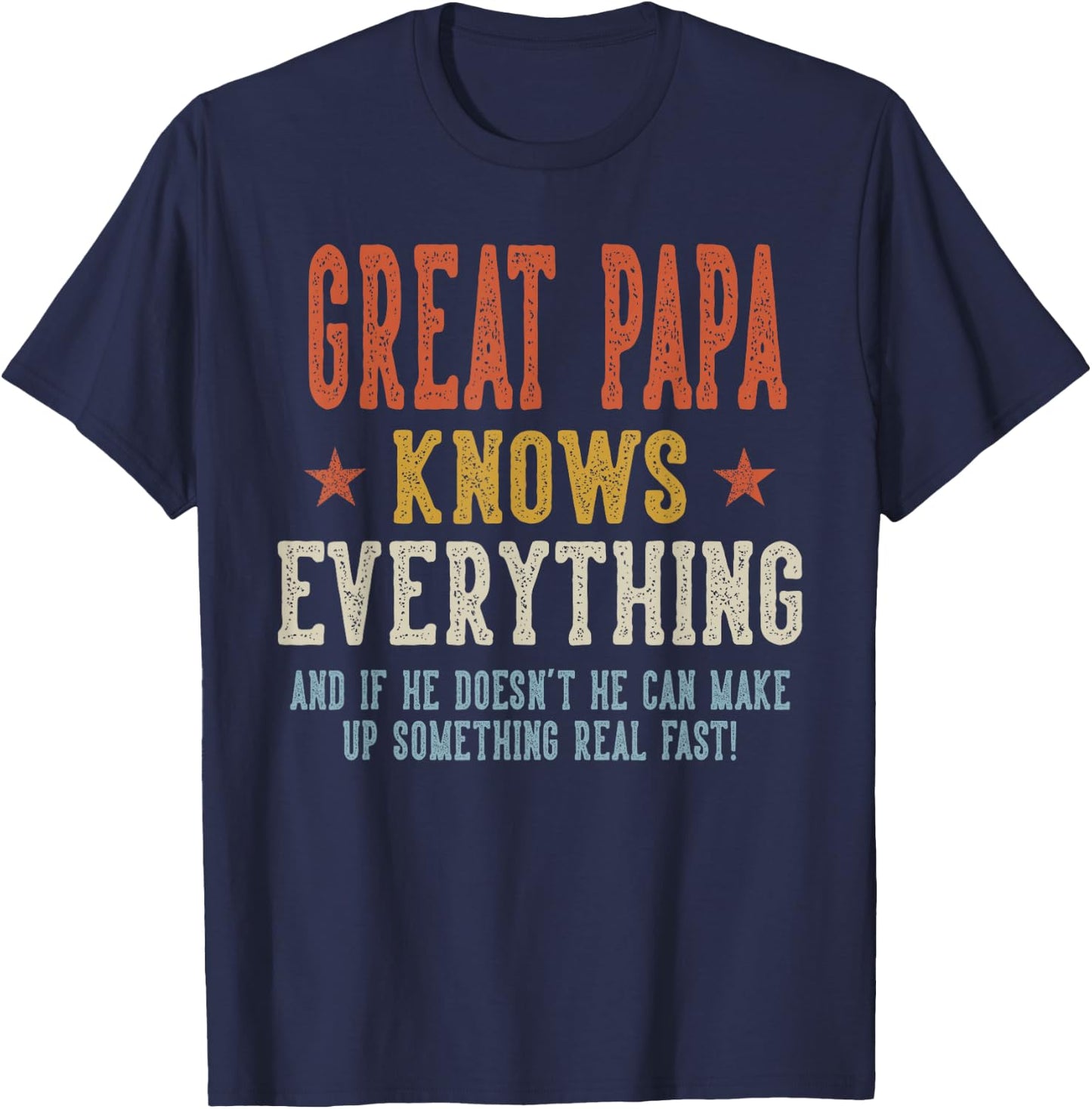 Great PAPA Knows Everything Father's Day Retro Vintage T-Shirt - T-Shirt | Navy