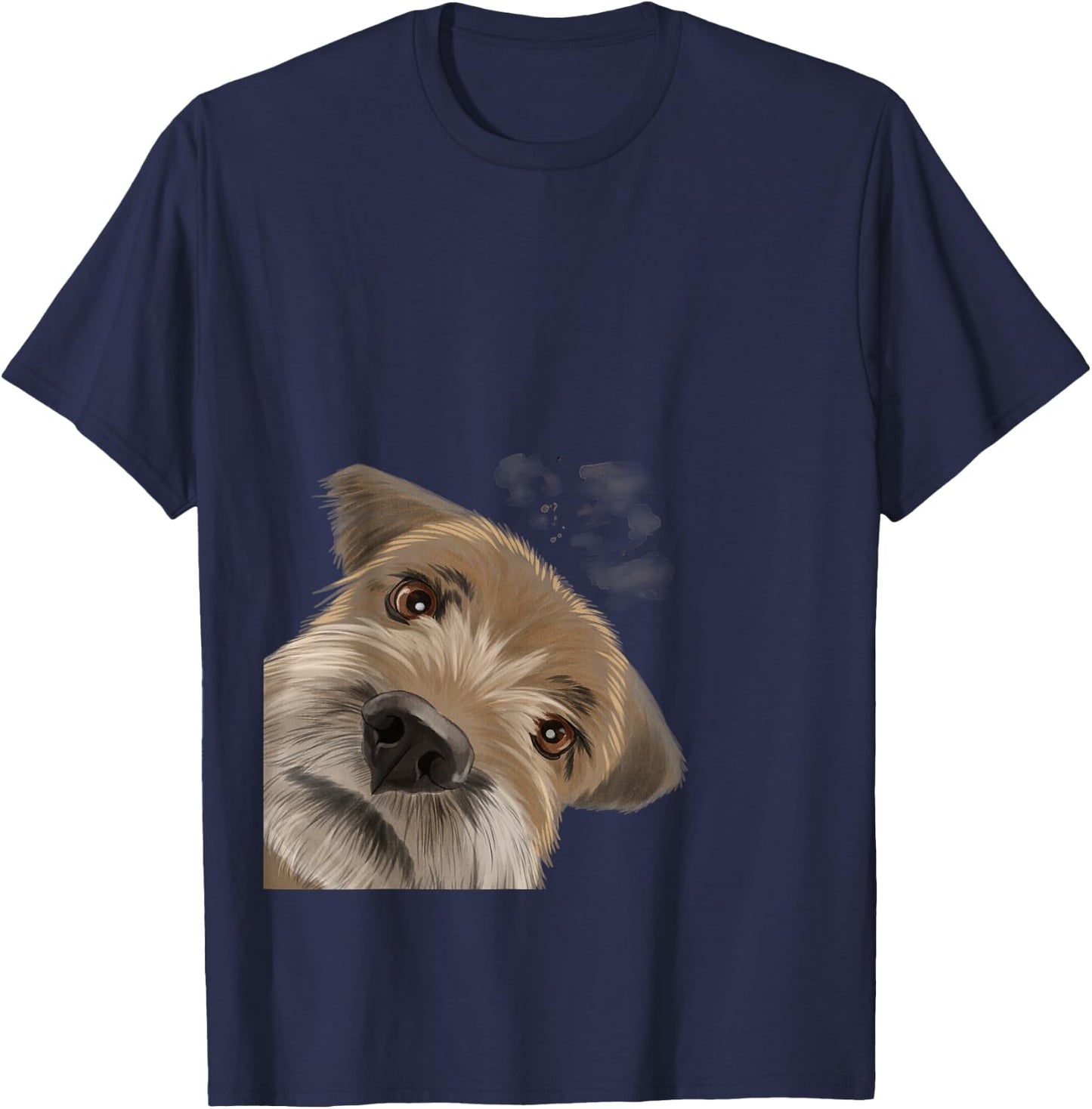 Funny Curious Dog Border Terrier T-Shirt - T-Shirt | Navy