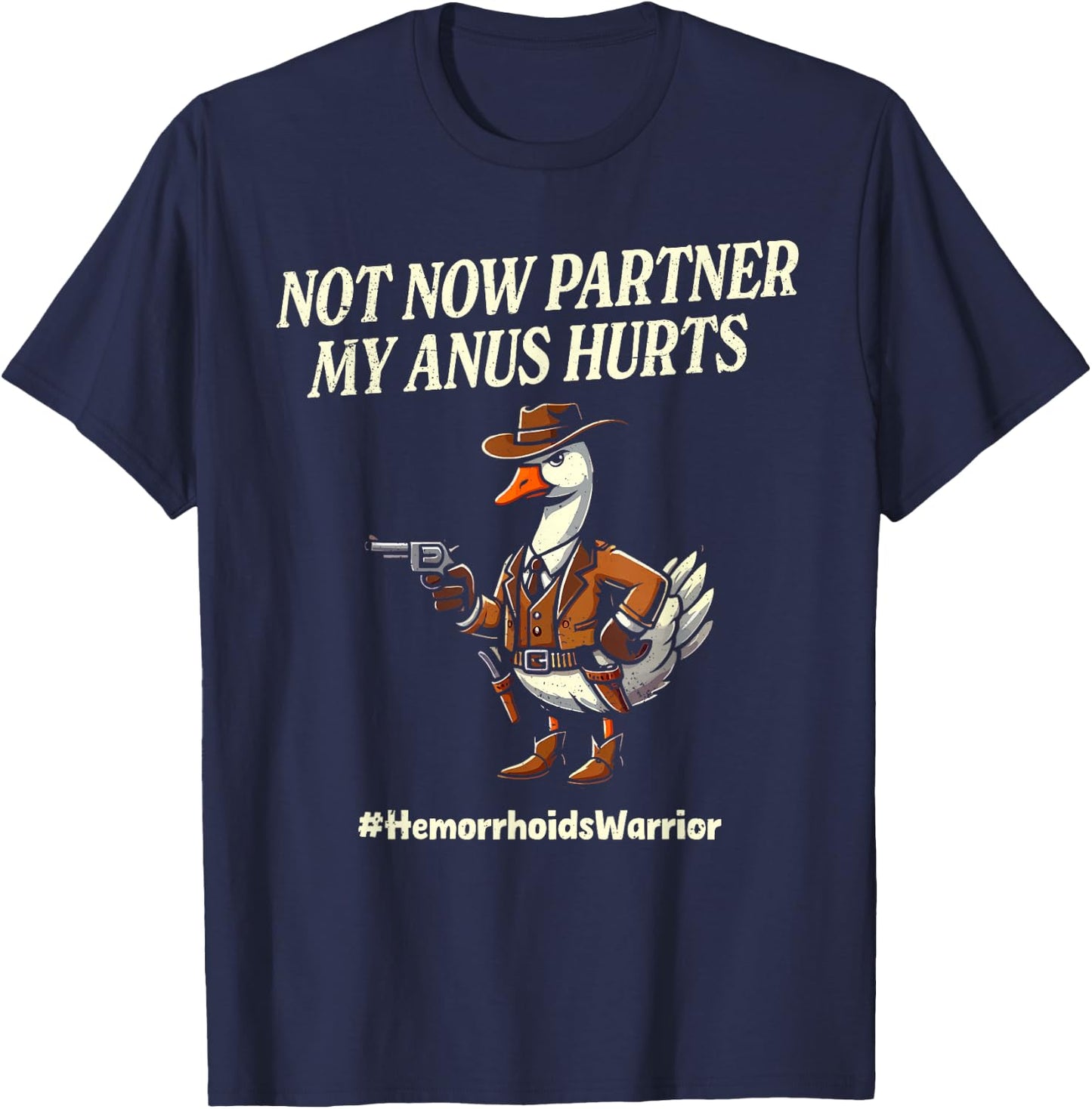 Funny Hemorrhoid Survivor Hemorrhoid Conqueror T-Shirt - T-Shirt | Navy