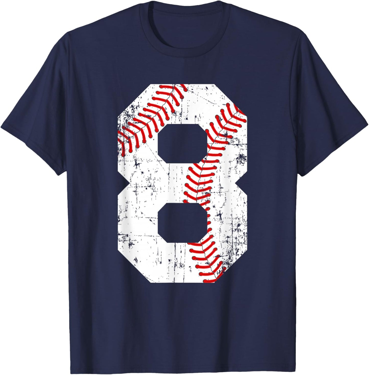 Vintage Baseball 8 Jersey Number T-Shirt - T-Shirt | Navy