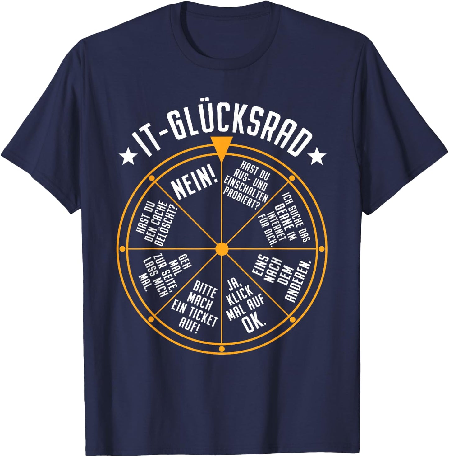 IT Support Fortune Wheel Service Desk IT Helpdesk Data Centre T-Shirt - T-Shirt | Navy