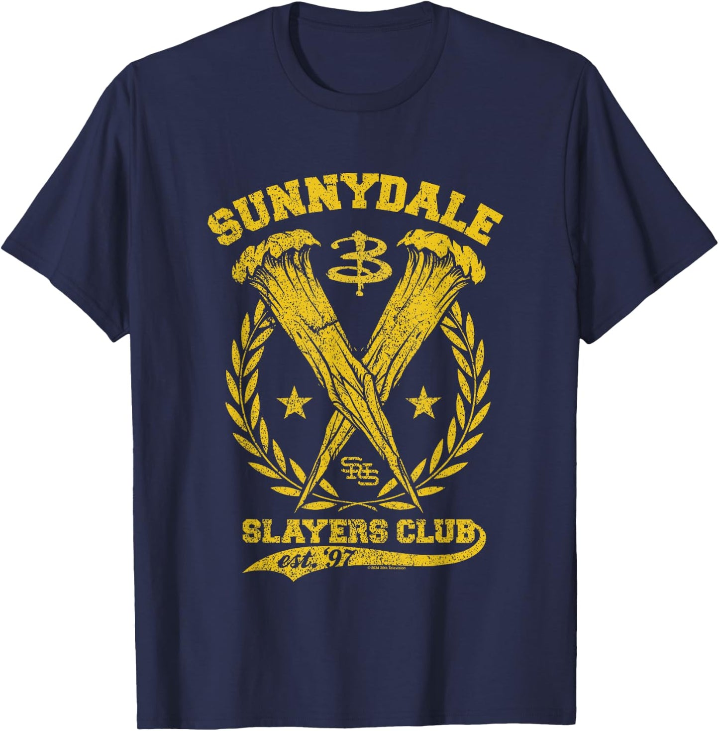 Buffy The Vampire Slayer Sunnydale Slayers Club Collegiate , Black, S T-Shirt - T-Shirt | Navy