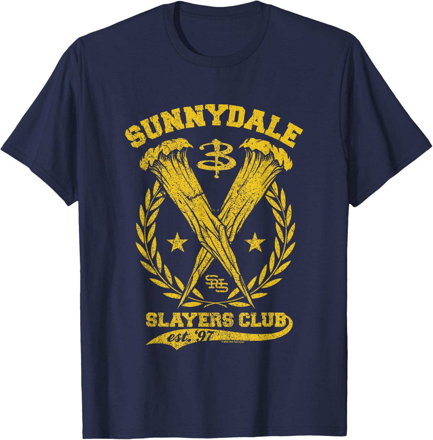 Buffy The Vampire Slayer Sunnydale Slayers Club Collegiate , Black, S T-Shirt - T-Shirt | Navy