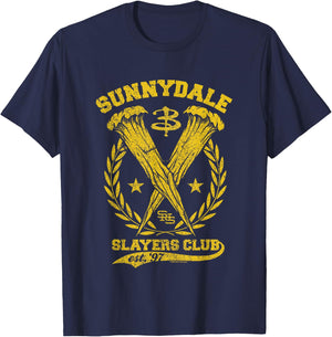 Buffy The Vampire Slayer Sunnydale Slayers Club Collegiate , Black, S T-Shirt - T-Shirt | Navy