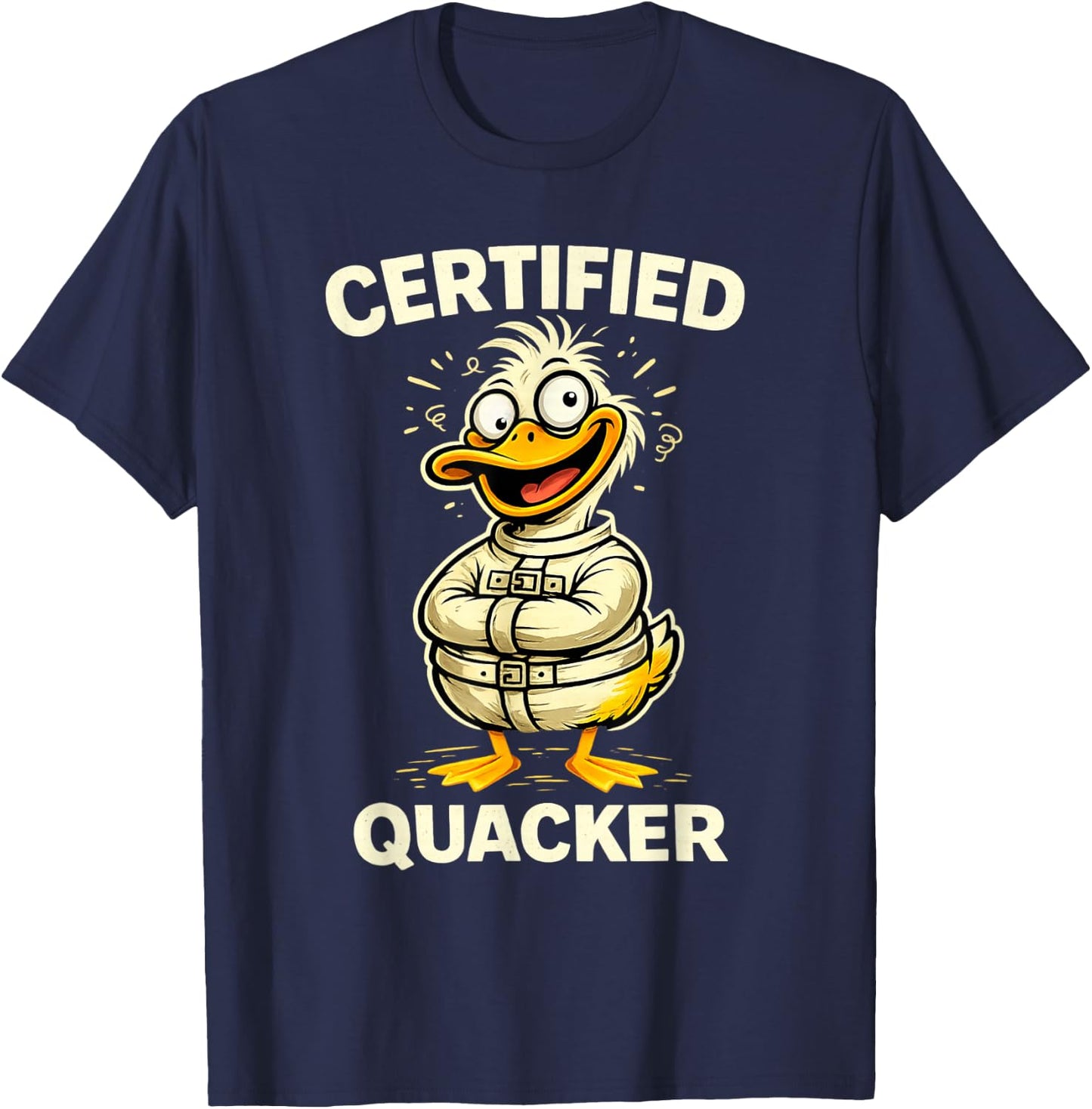 Certified Quacker Cartoon Duck Humor T-Shirt - T-Shirt | Navy