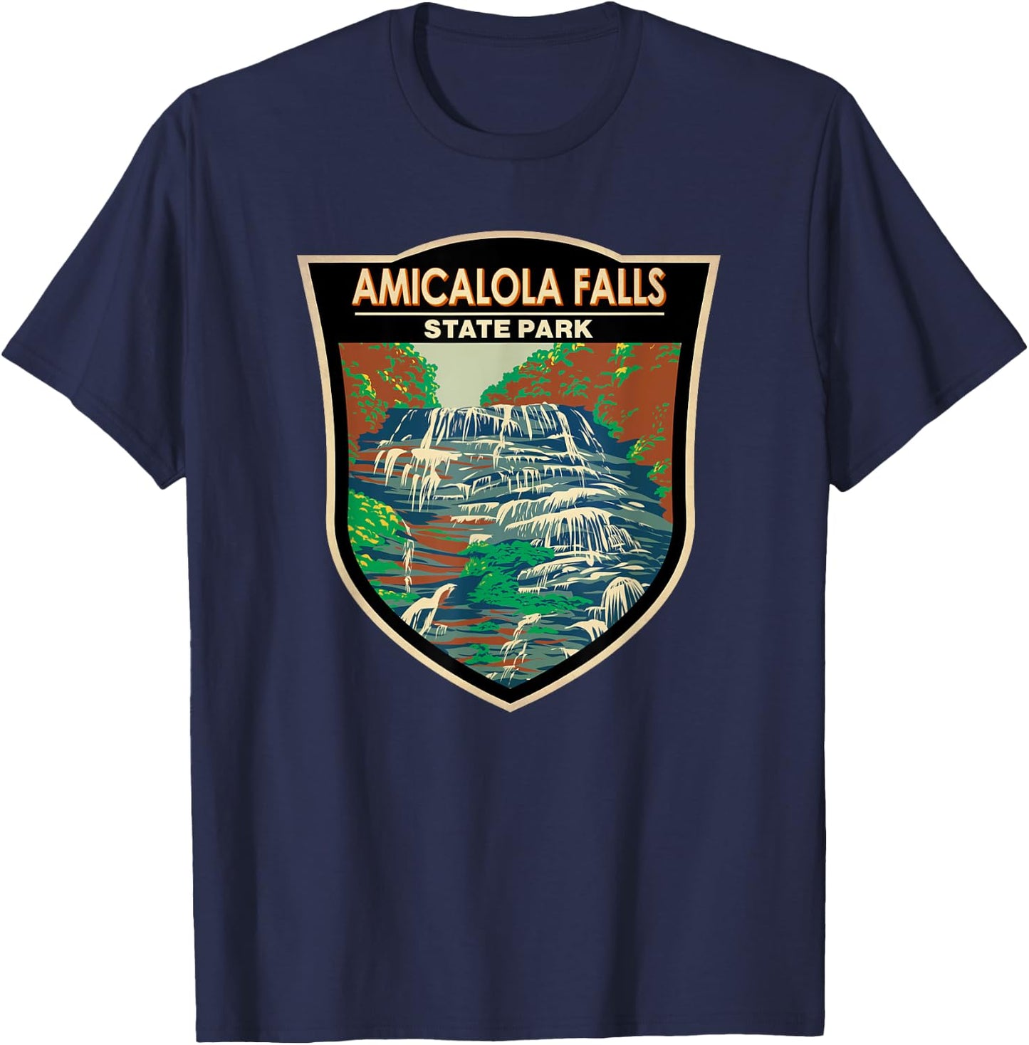 Amicalola Falls State Park Georgia Badge Vintage T-Shirt - T-Shirt | Navy