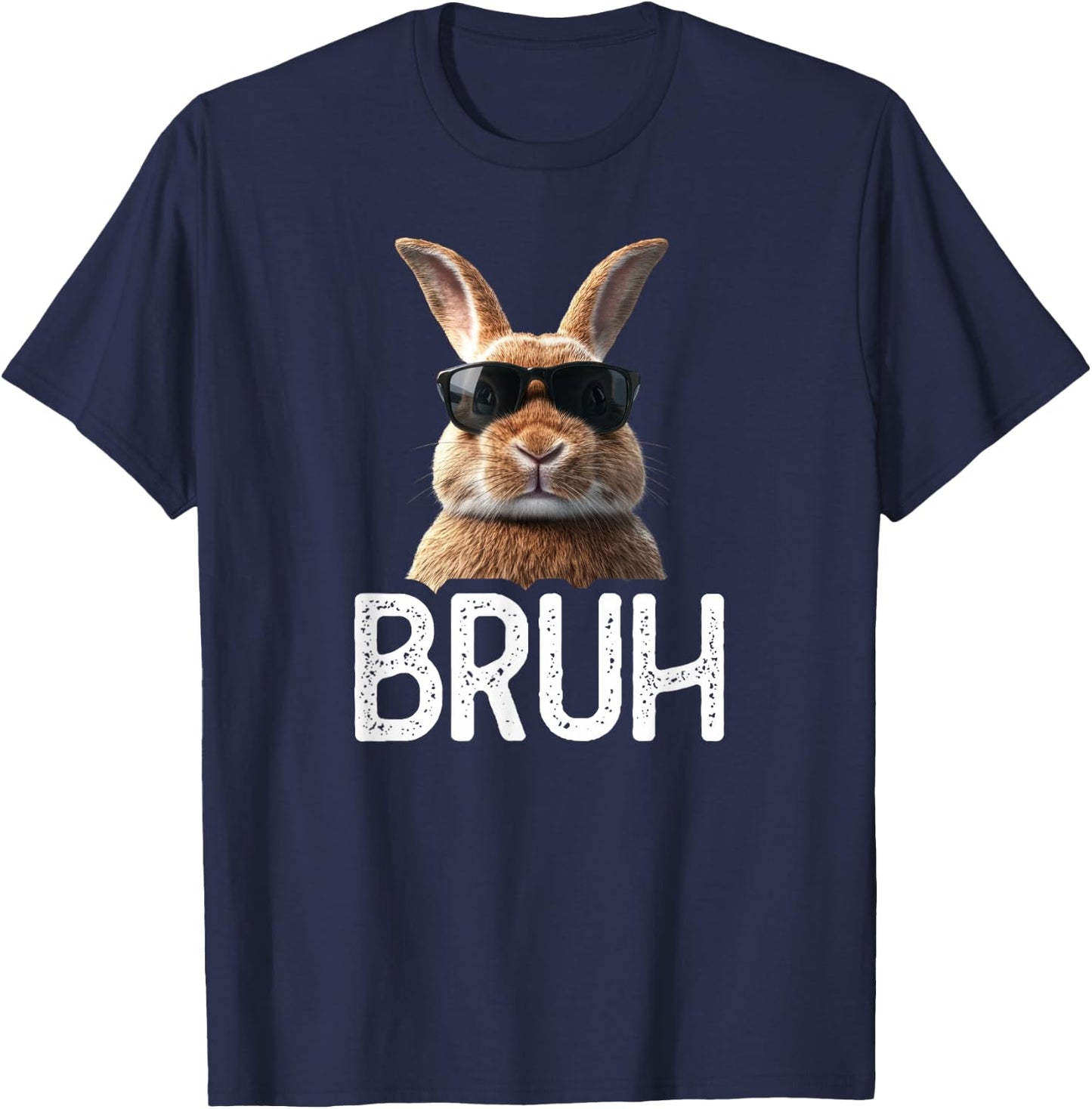 Bruh Rabbit | Funny Rabbit Lover | Easter Meme T-Shirt - T-Shirt | Navy
