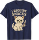 I Require Snacks Funny Teen Girls Boys Cat Meme Novelty T-Shirt - T-Shirt | Navy
