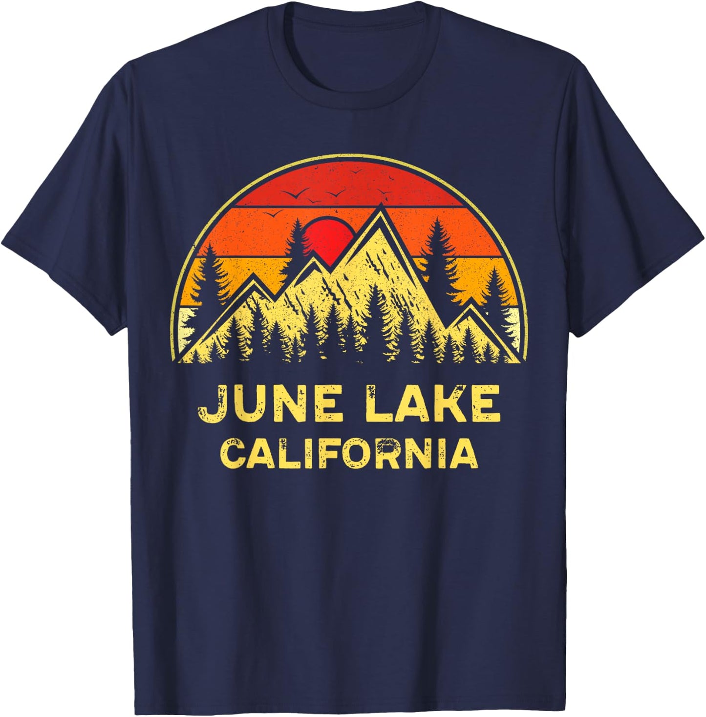 Vintage June Lake California CA Mountains Hiking Souvenir T-Shirt - T-Shirt | Navy