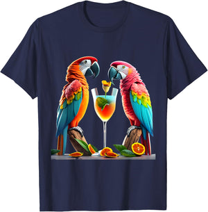 Parrots drinking a Margarita cocktail Summer Beach Vacation Women T-Shirt - T-Shirt | Navy