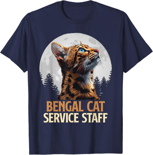 BENGAL CATS SERVICE STAFF Vintage Funny Bengal Cat T-Shirt - T-Shirt | Navy