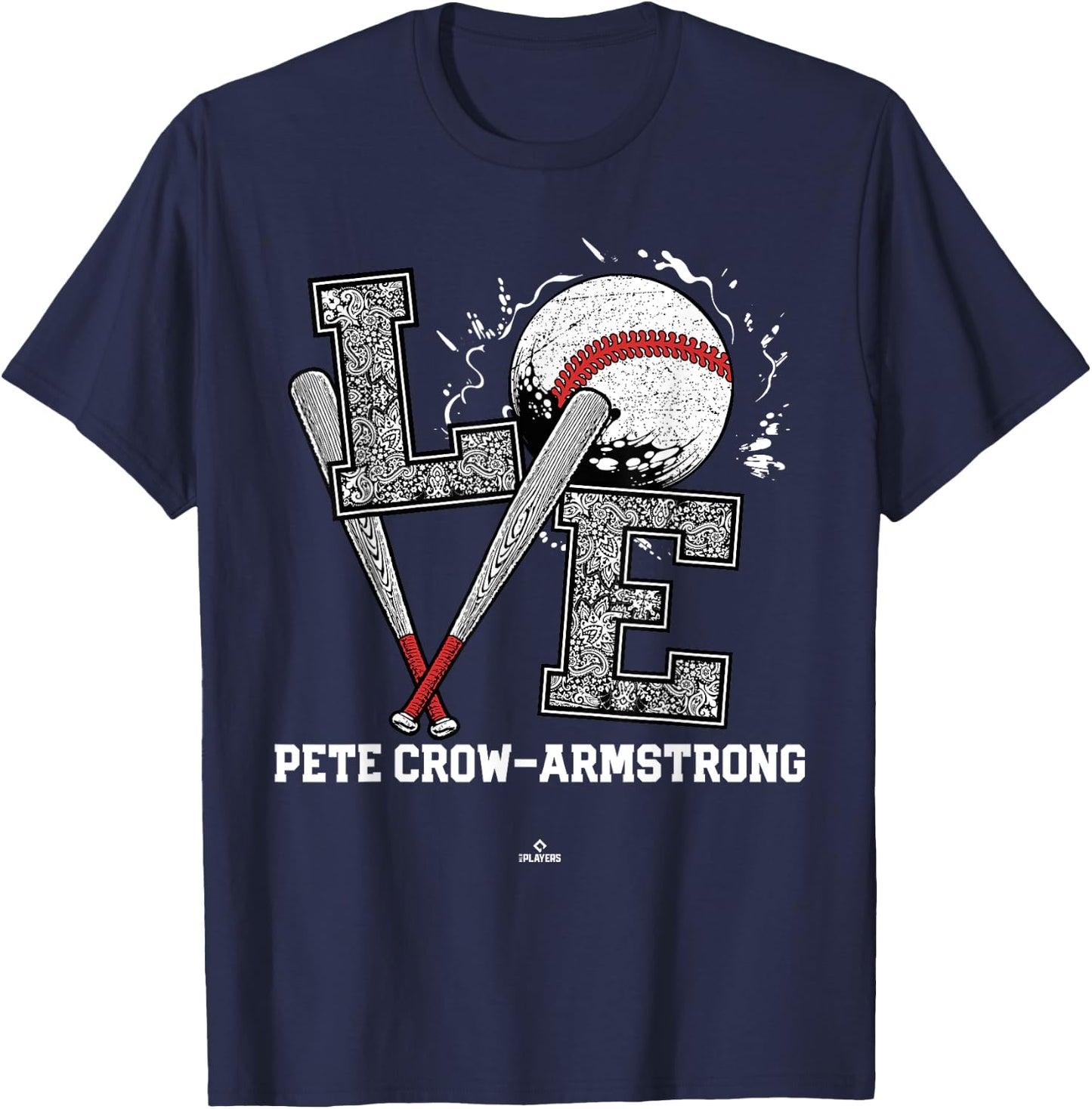 Distressed Baseball Love Pete Crow-Armstrong Chicago T-Shirt - T-Shirt | Navy