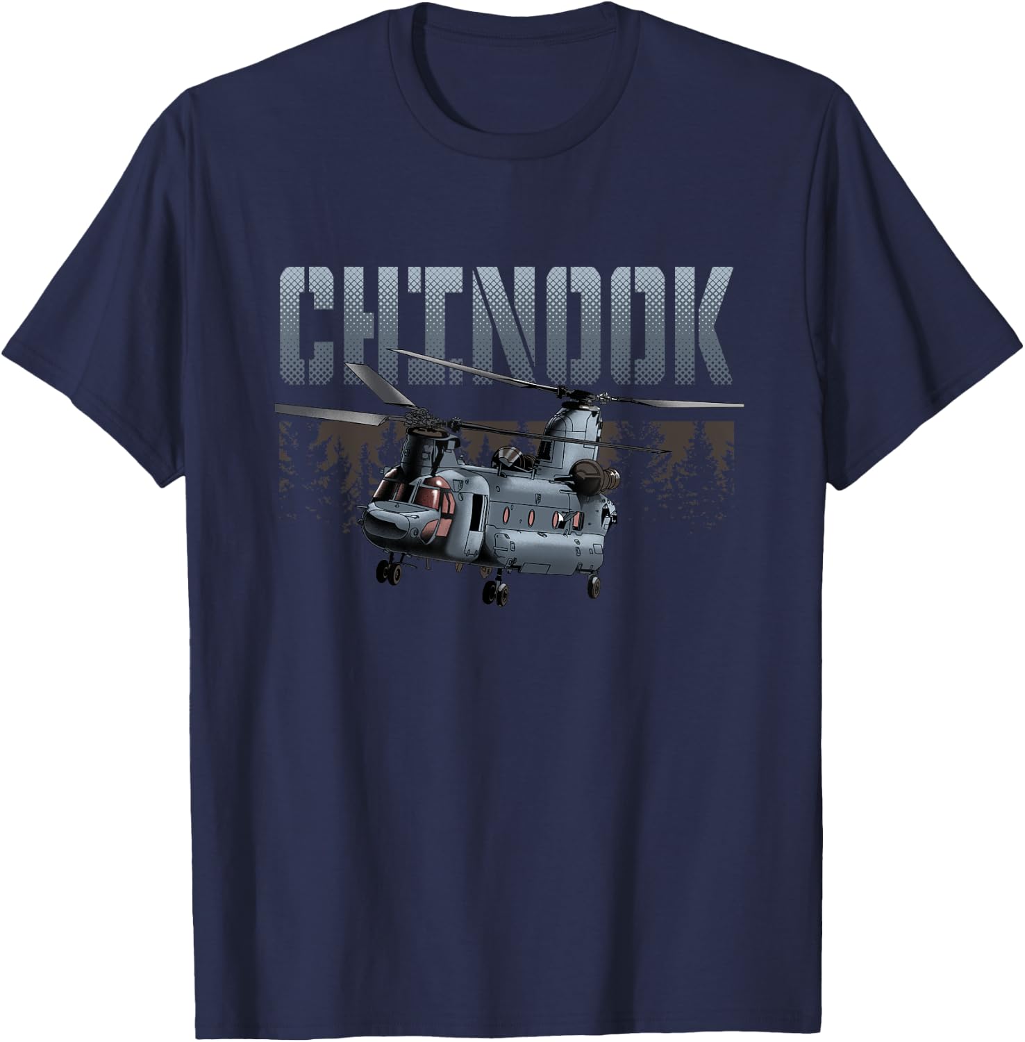 USA Military Warbird Airplane Chinook Helicopter T-Shirt - T-Shirt | Navy