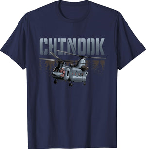 USA Military Warbird Airplane Chinook Helicopter T-Shirt - T-Shirt | Navy