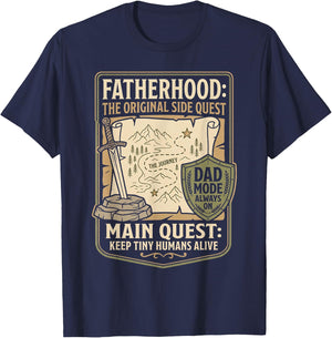 Father Dad Shirt Fatherhood The Original Side Quest Dad Mode T-Shirt - T-Shirt | Navy