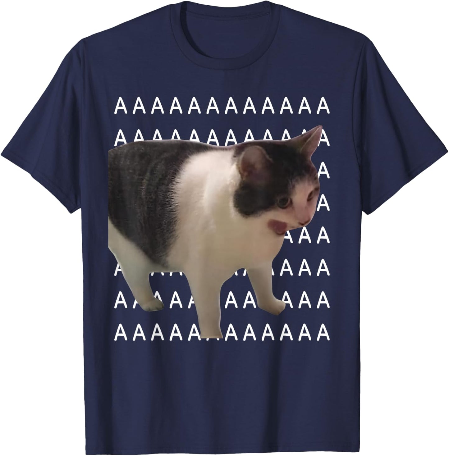 Screaming Cat Meme Angry Cat T-Shirt - T-Shirt | Navy